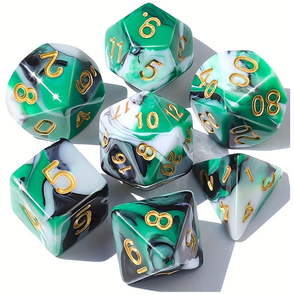 7-Piece Polyhedral Dice Set with Velvet Pouch for Tabletop RPGs
