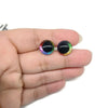 Pair of glitter cartoon safety eyes with iridescent and colorful accents for dolls and plush crafts