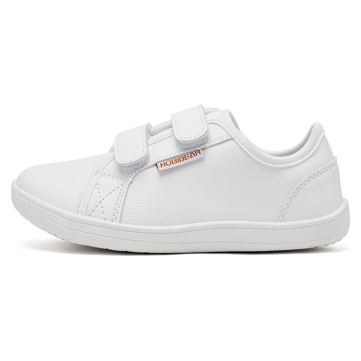 White kids barefoot sneakers with double hook-and-loop straps