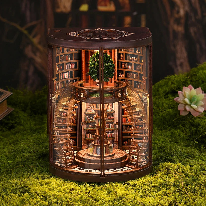 DIY Wooden Book Nook Kit — Miniature Dollhouse 3D Puzzle Bookend