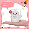 A handmade white crochet ghost doll is held in a hand, with a speech bubble saying You are my Boo Valentine's Day.