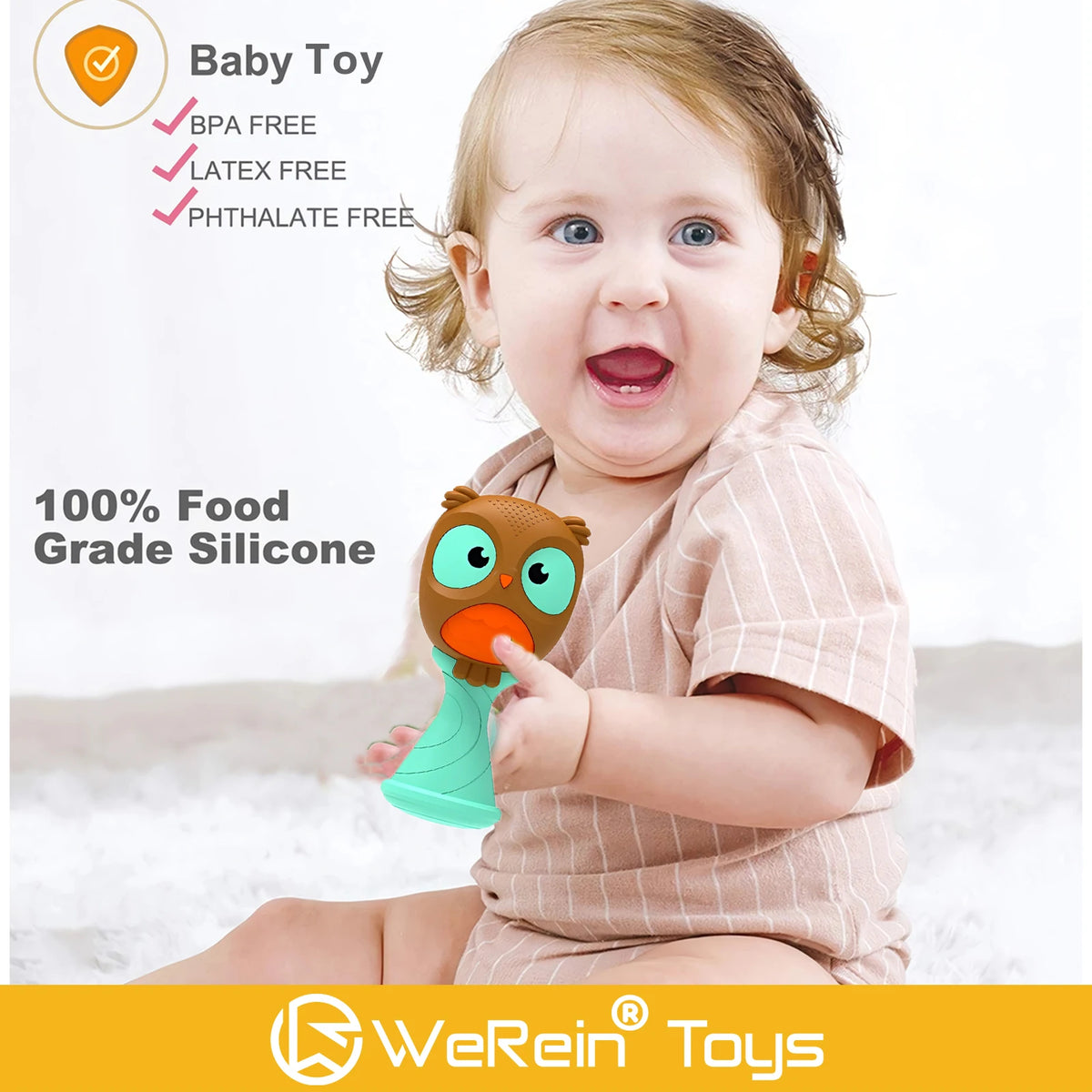 Animal Rattle Teether Toy for Babies 0-36 Months