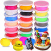 A set of 24 colorful modeling clay containers in various bright and pastel colors, including yellow, pink, blue, green, and o