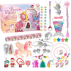 A colorful advent calendar box featuring mermaid jewelry, including earrings, rings, and charms.