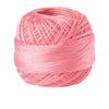 Pink crochet thread for tatting and embroidery, wound into a ball.