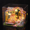 DIY Miniature Wooden Dollhouse Kit with LED Lights and Furniture