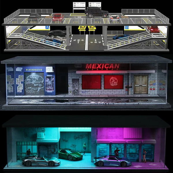 1:64 Scale Garage Diorama Model Kit with Working Lights