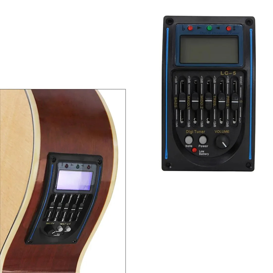 4/5-Band Acoustic Guitar EQ Preamp with Tuner