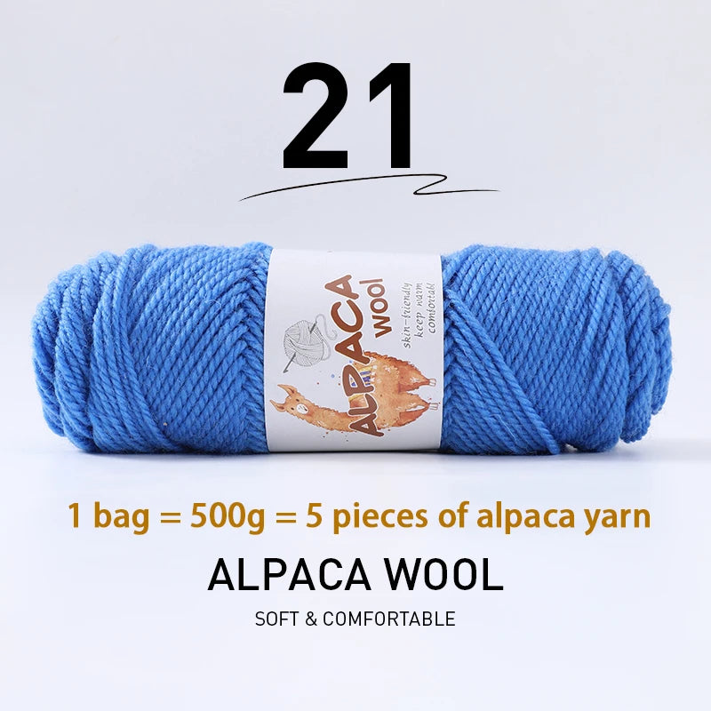 Luxurious Alpaca Wool Blend Yarn — 500g Thick Knitting Yarn
