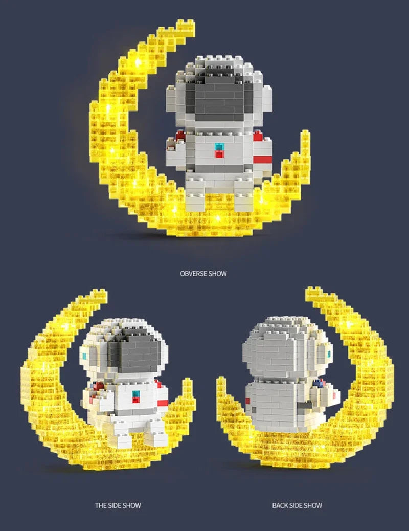 Luminous Astronaut Moon Building Blocks Set with LED Light Technology
