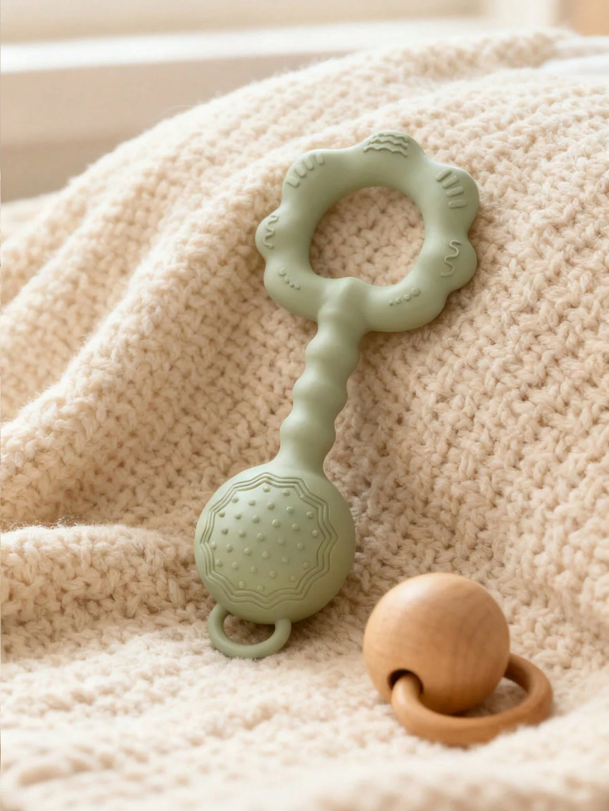 2-in-1 Silicone Rattle and Teether for Babies