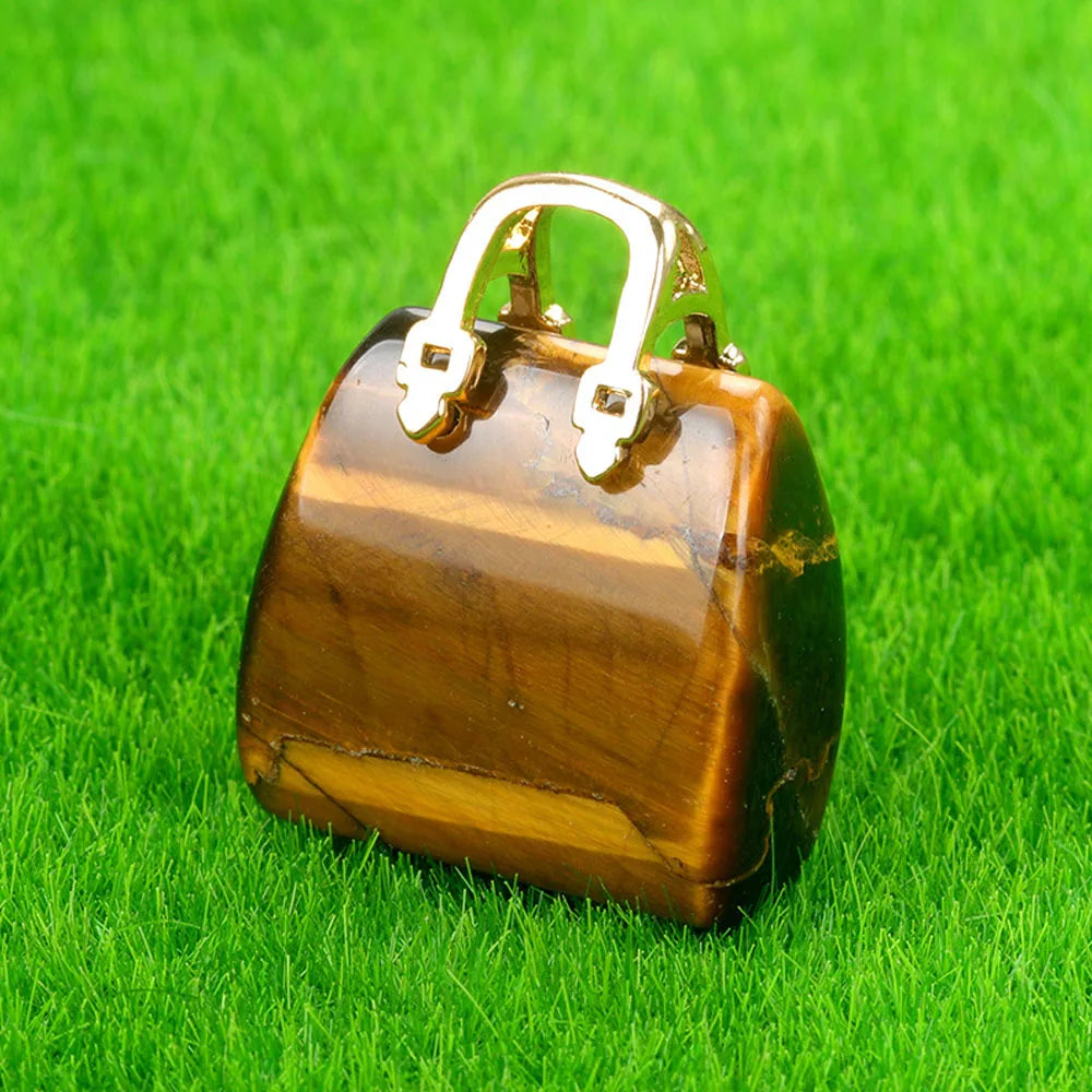 Mini Handbag-Shaped Crystal Agate Pendant for Jewelry Making