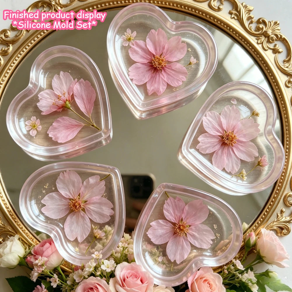 Heart-Shaped Silicone Mold for Resin, Cement, and Candle Crafts