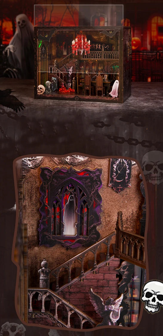 Haunted Halloween Book Nook DIY Kit with LED Lighting