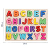A wooden alphabet puzzle featuring colorful letters A through Z for toddlers.
