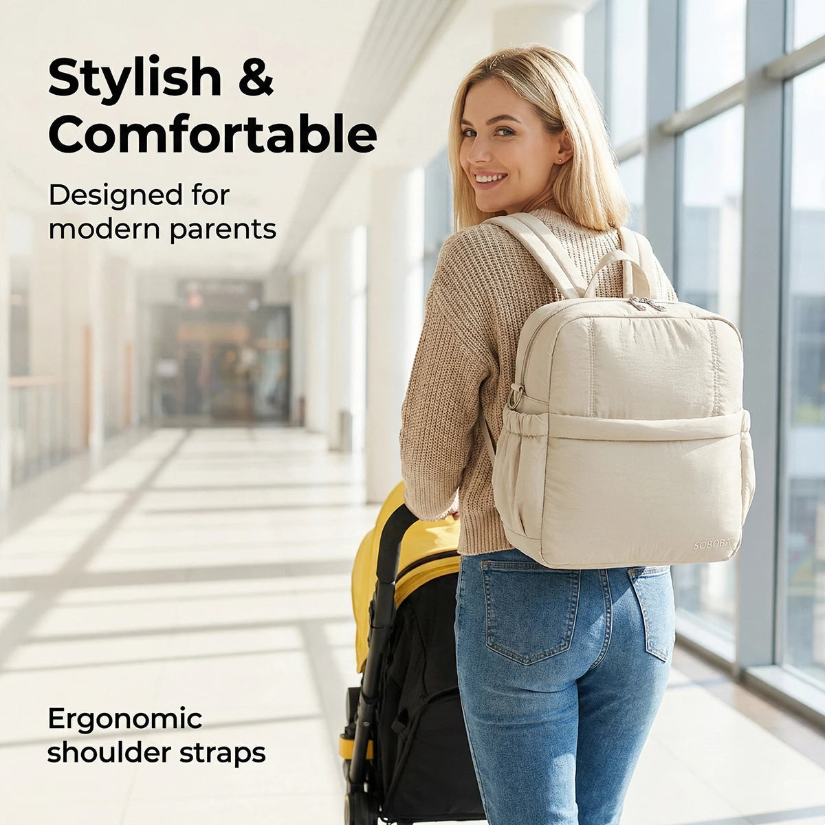 Large Capacity Diaper Backpack with Multiple Pockets