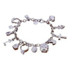 Silver Tone Crystal Charm Bracelet with Thirteen Pendants