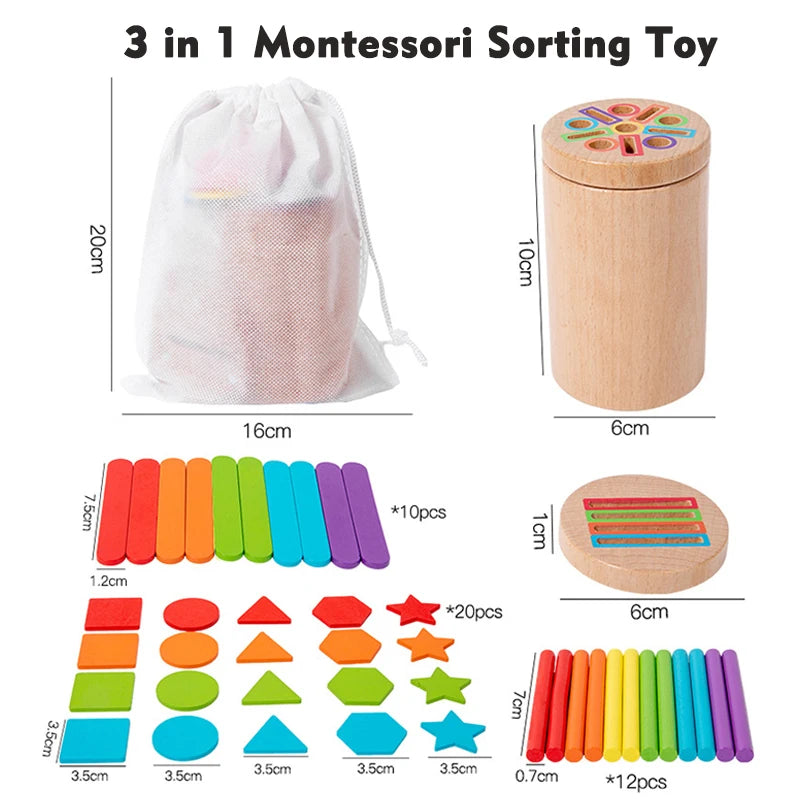 Wooden Montessori Color Sorting & Shape Matching Toy