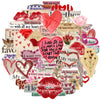 Buntes Collage aus Text- und Herzdesigns in Rot-, Pink- und Brauntönen für Tieraufkleber.