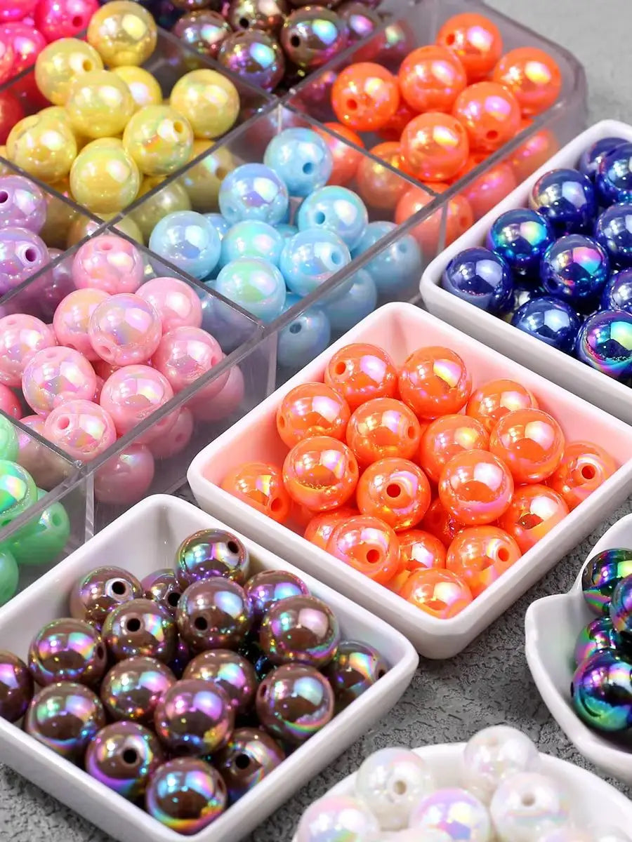 Iridescent Acrylic Round Beads for Jewelry Making (16mm, 20-Pack)