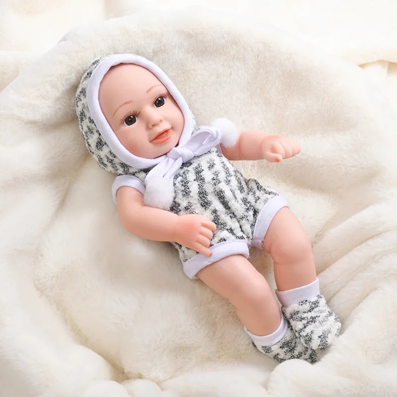 Lifelike 12-Inch Reborn Baby Doll with Outfit – Soft Vinyl, Huggable & Cute