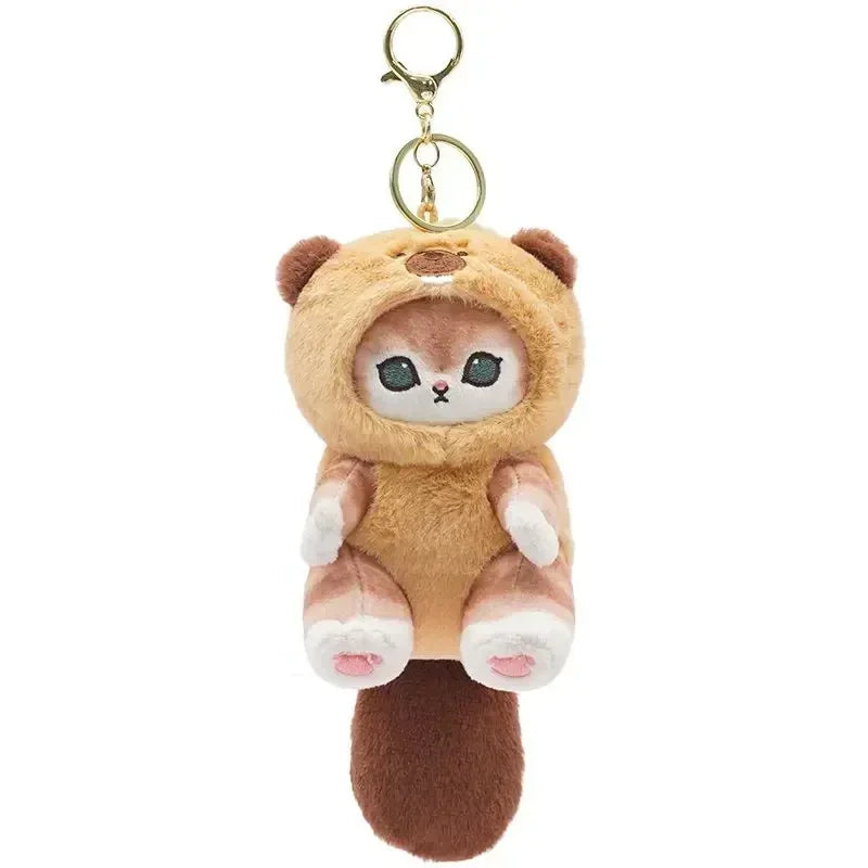 Adorable Plush Keychain Set – Raccoon, Shark & Cat