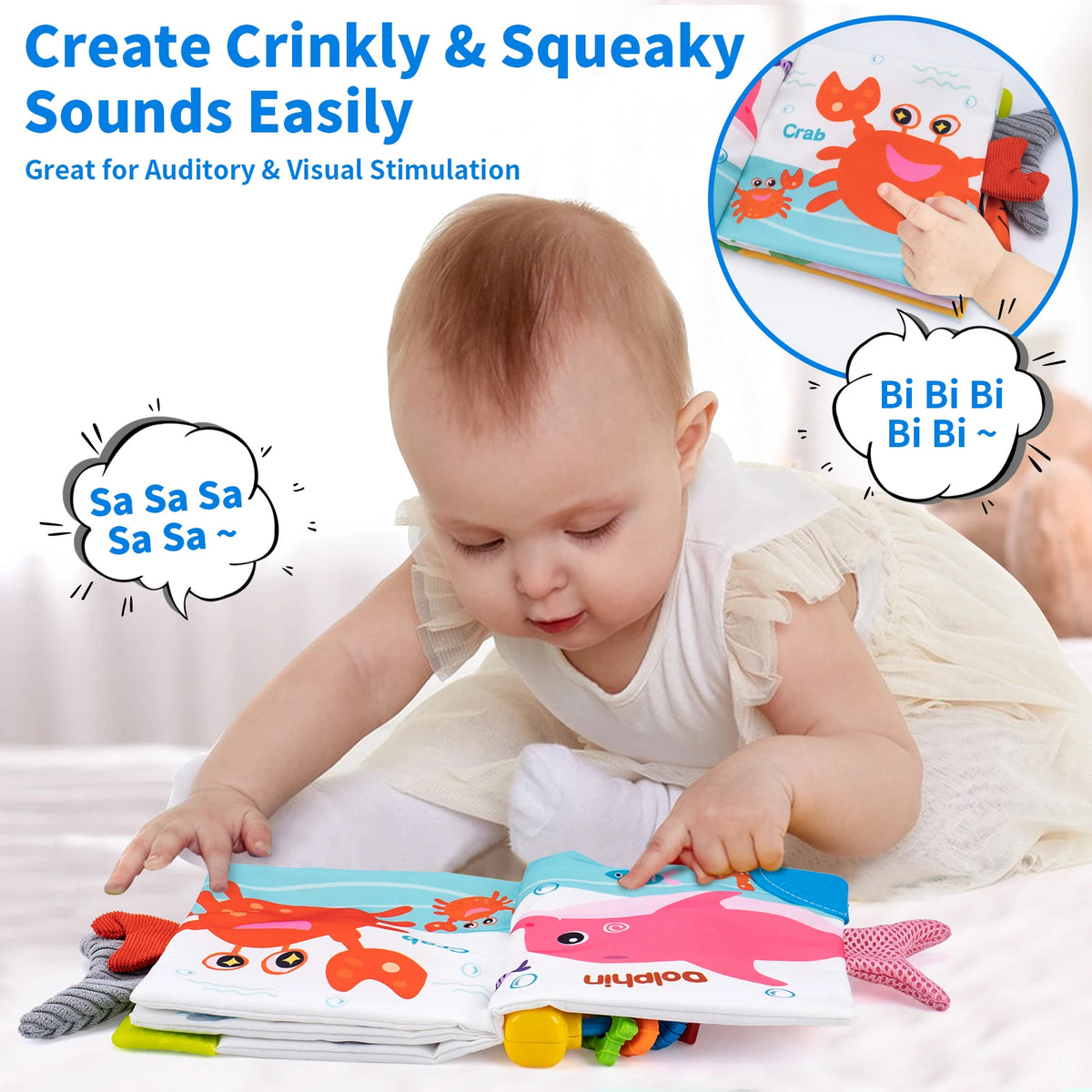 Soft Baby Cloth Book with 3D Animal Tails