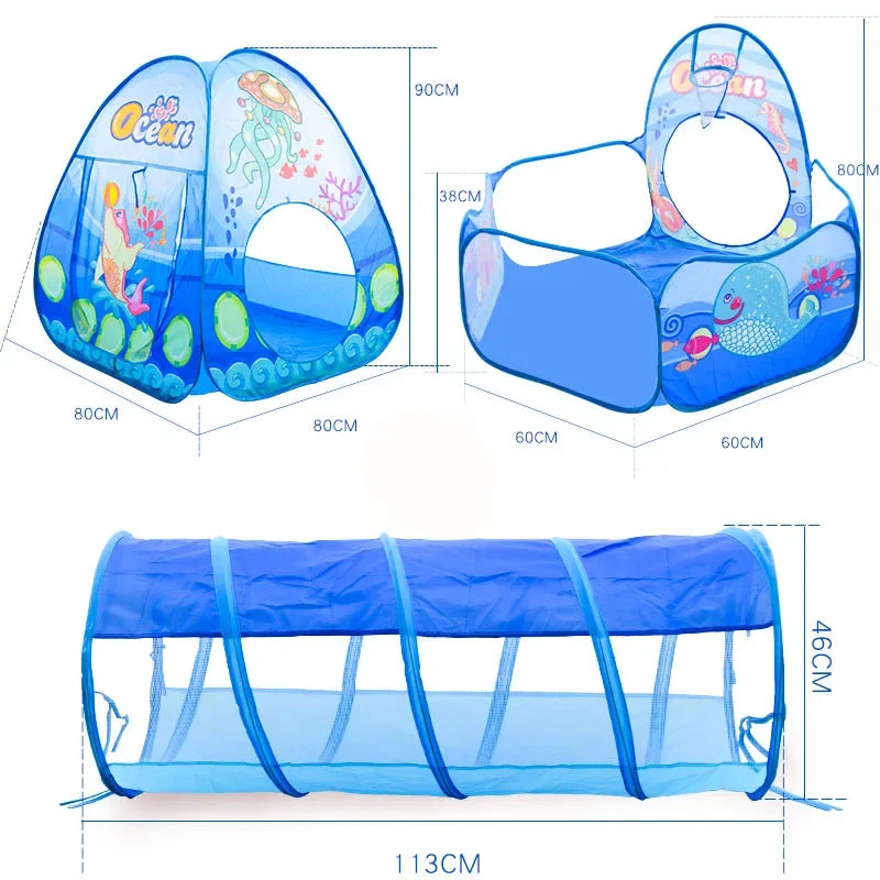3-in-1 Kids Ball Pit Play Tent with Tunnel