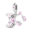925 Sterling Silver Heart Charm Bead with Pink Zircon