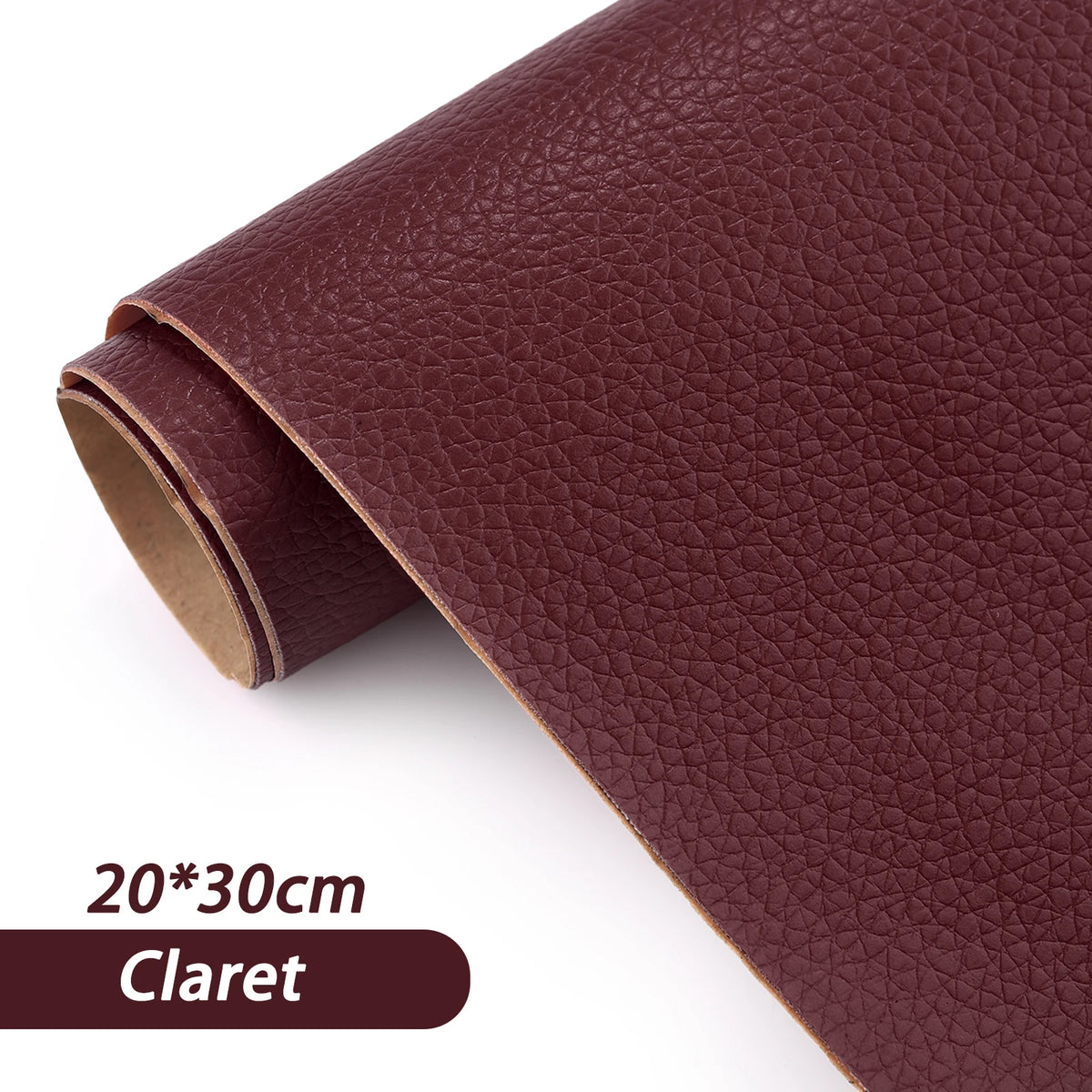 A roll of dark maroon claret self-adhesive PU leather repair patches for fabric