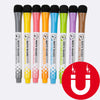 A set of ten magnetic dry-erase whiteboard markers in various colors and sizes for kids and classroom use.