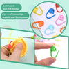Colorful locking stitch markers for knitting and crochet shown in various colors and close-up detail.