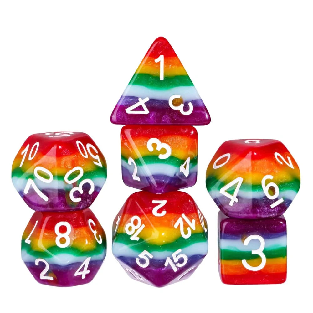 Seven-Layer Rainbow Polyhedral Dice Set for RPGs