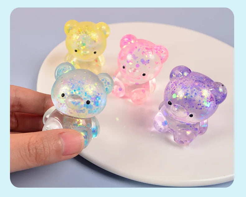 Glitter Gummy Bear Stress Relief Squishy Toy