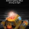 Un bateau spray électrique à télécommande jaune émet un effet lumineux la nuit.