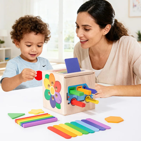 5-in-1 Wooden Shape & Color Sorting Toy for Toddlers