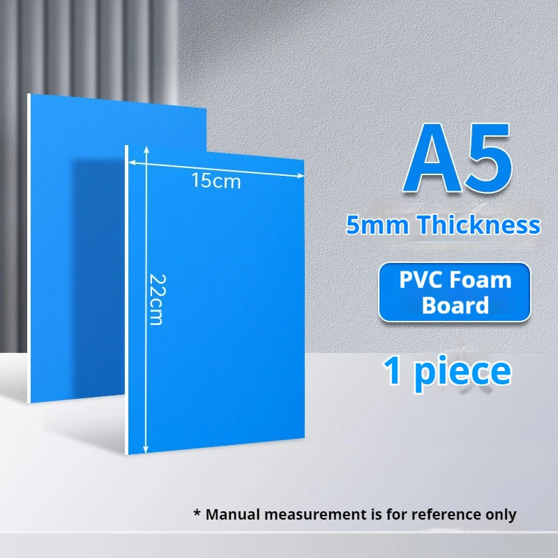 A blue A5 PVC foam board block printing material with 5mm thickness shown on a white surface.