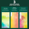Three watercolor paint textures shown side by side: fine lines, medium coarse grain, and coarse grain.