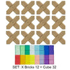 A set of X bricks and cubes in various colors for building and creative play