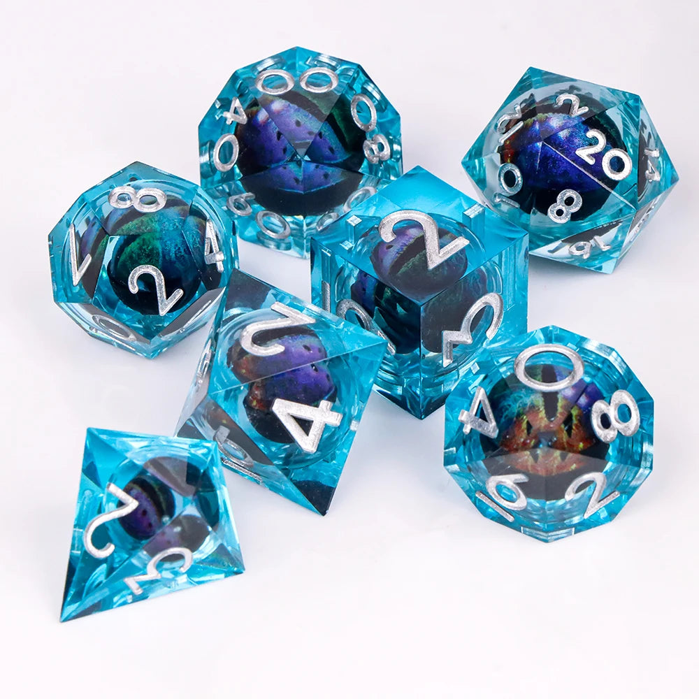 Eye Dice Set – 7-Piece Resin Polyhedral Dice for Horror RPG Games