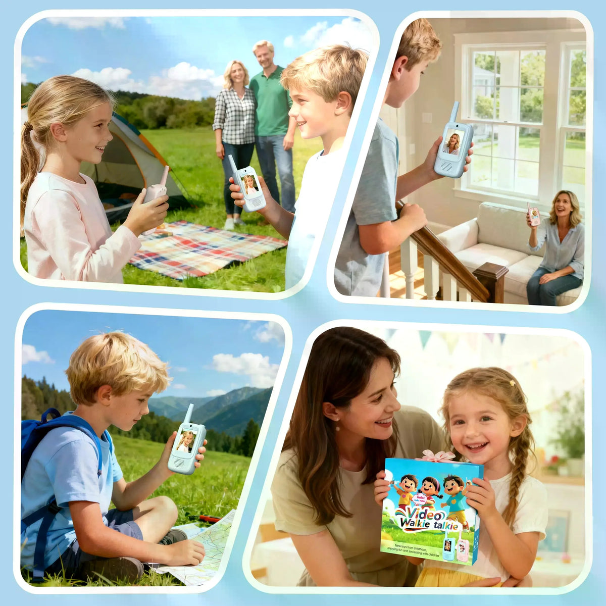 Kids Video Walkie Talkies with HD Camera – 2 Pack Rechargeable Intercom Toys