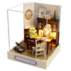 DIY Miniature Wooden Dollhouse Kit with LED Lighting