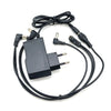 Black power supply adapter cable for a 9V 1A guitar pedal.