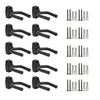 A set of black wall-mounted guitar holders with non-slip cradles shown from the side.