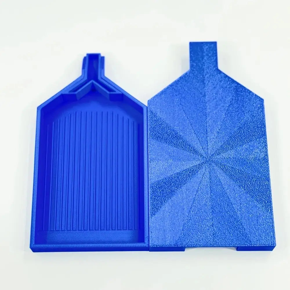 A bright blue large diamond painting tray with a pop-up plug for bead sorting.