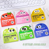 Six styles of pearlescent clear sticky notes in various colors and designs with an 80 sheet count