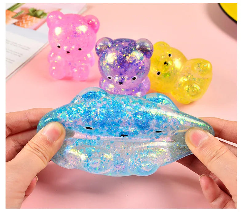 Glitter Gummy Bear Stress Relief Squishy Toy