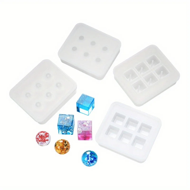 4-Piece Crystal Ball Silicone Mold Set for DIY Jewelry Making