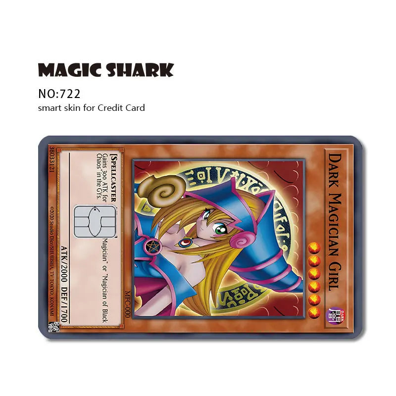A Magic Shark card skin sticker featuring a female character with blue hair and a purple outfit.