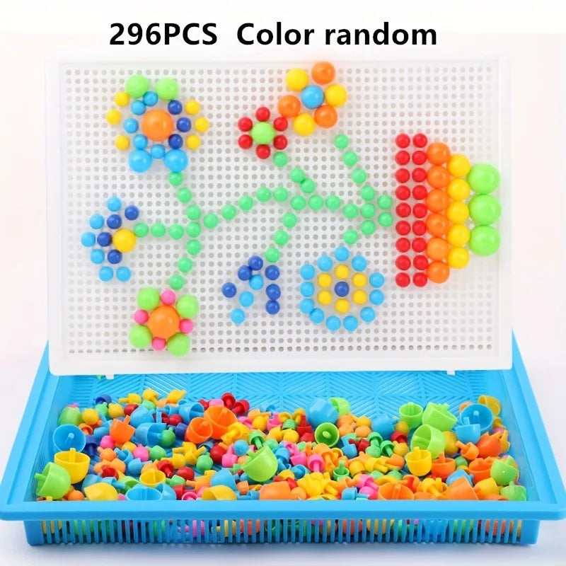 Pegboard Building Set – Colorful STEM Learning Toy with Beads and Rubber Stoppers